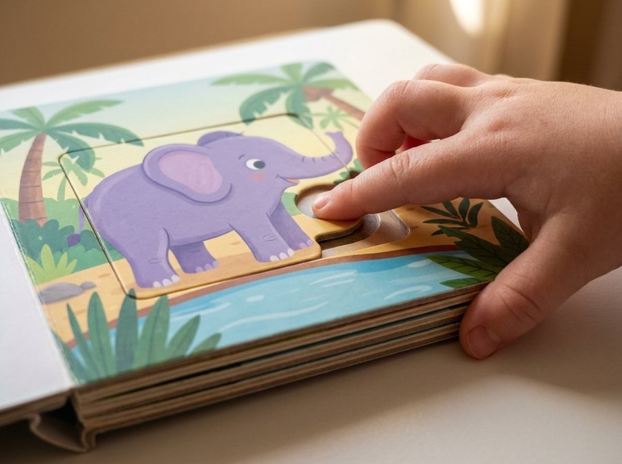 A finger pushing an inset slider